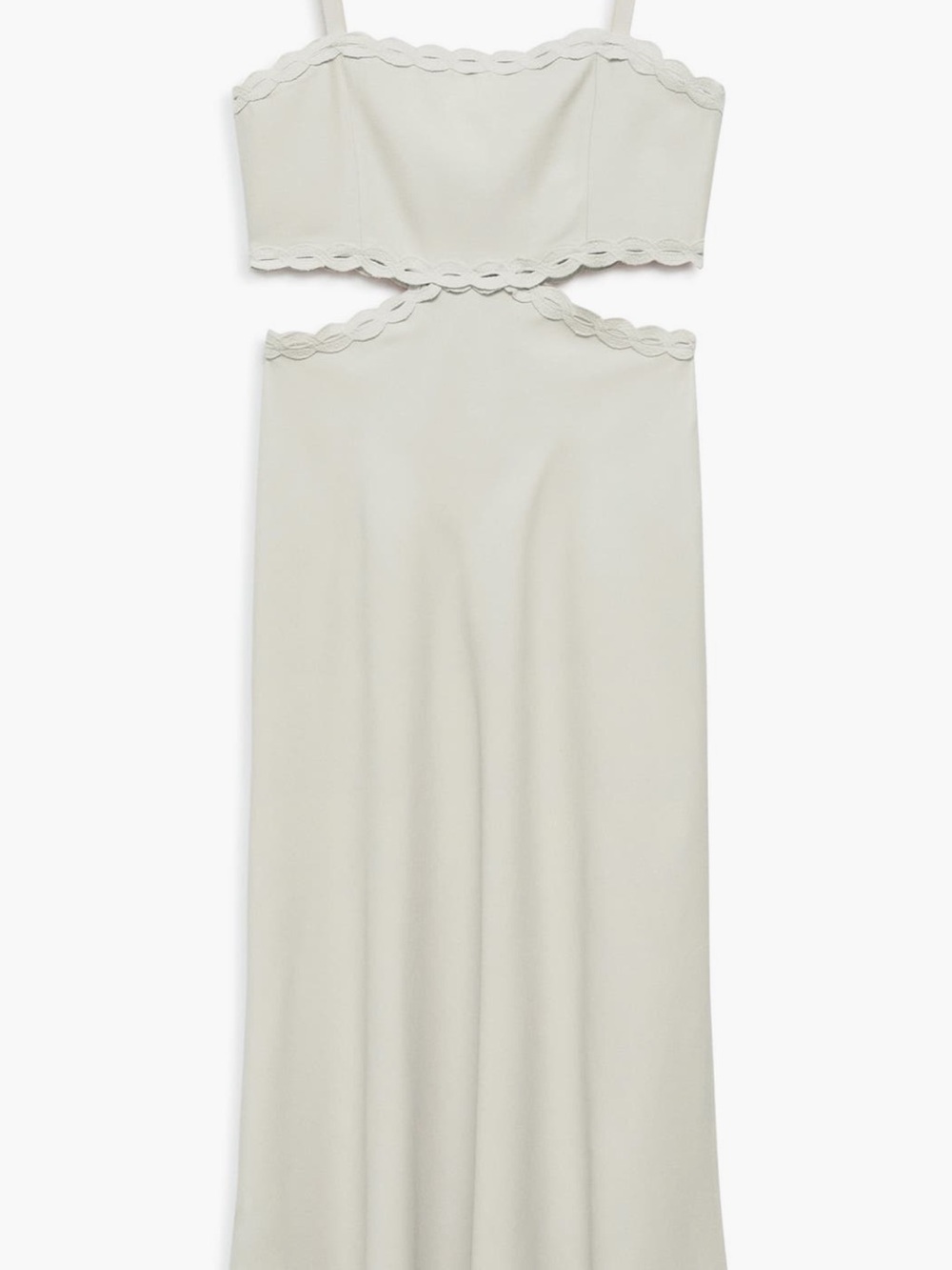 Mango Cream Scalloped-Edge Midi Skirt - Picture 5 of 6
